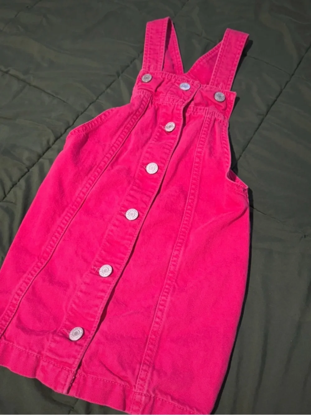 GAP Hot Pink Button-Front Pinafore Dress